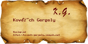 Kovách Gergely névjegykártya